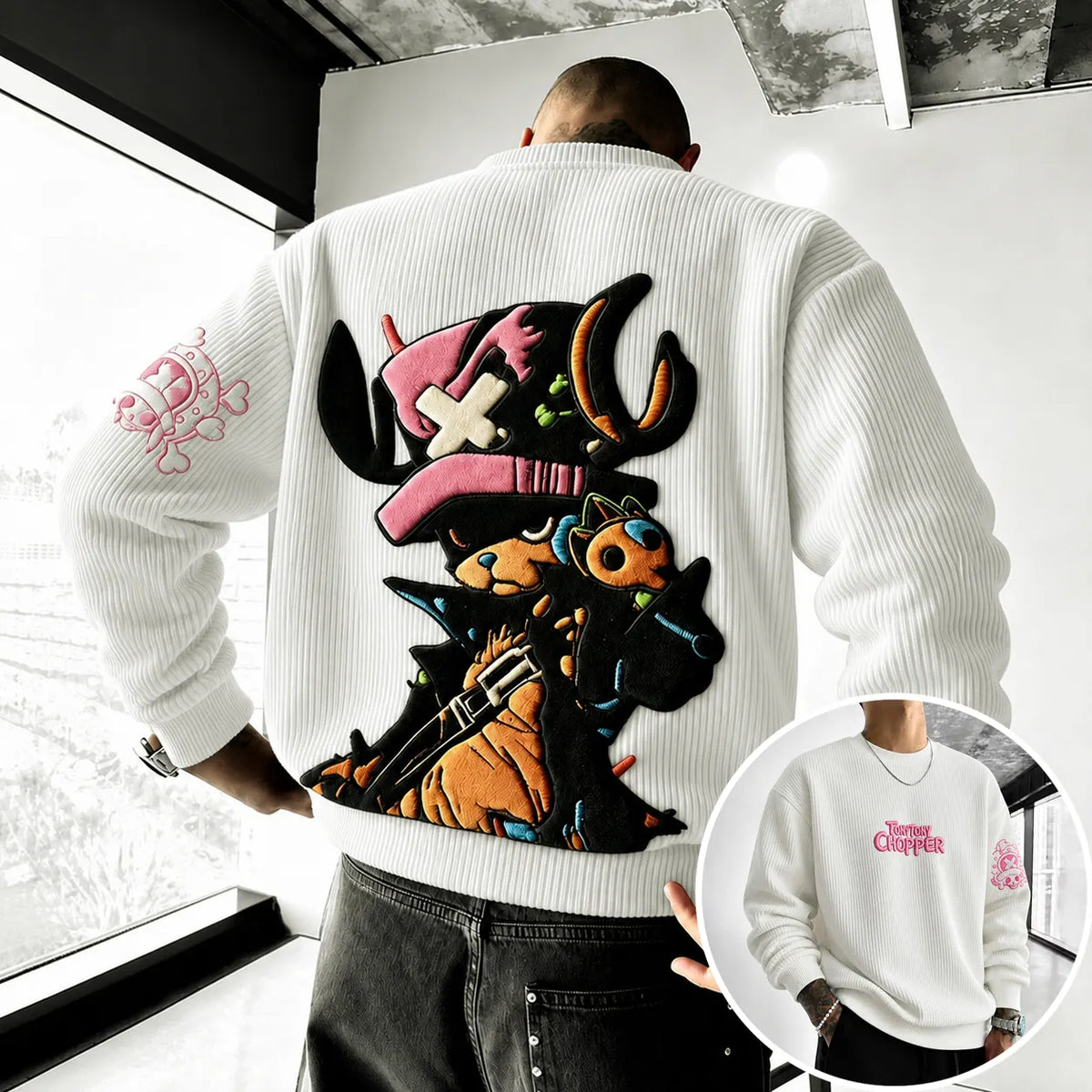 Unisex Anime-print Crewneck Sweatshirt