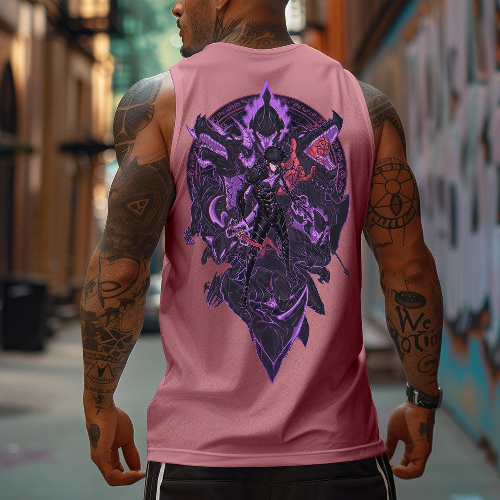 Oversized Anime Print Gym Tank Top