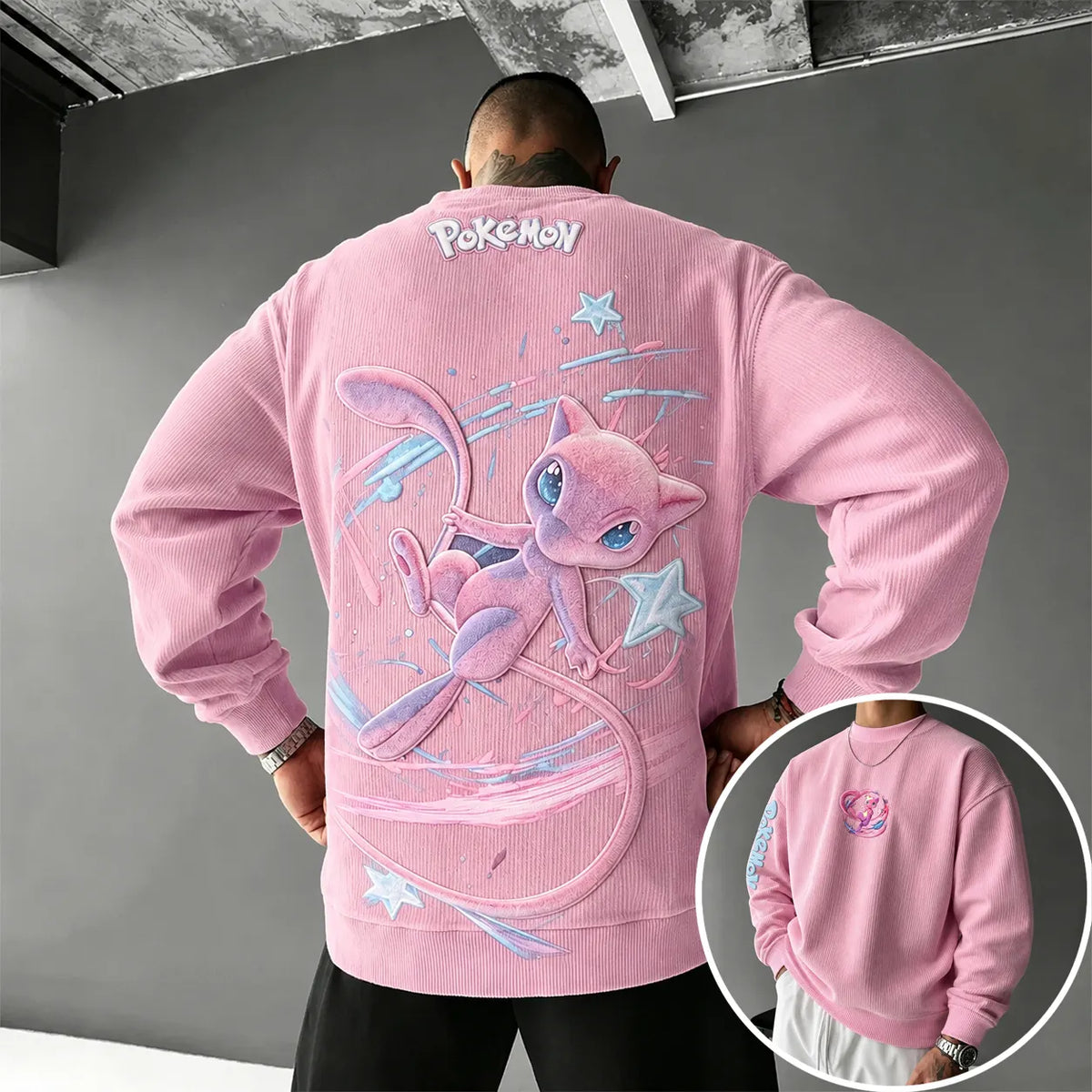 Unisex Retro Corduroy Sweatshirt In Anime Style