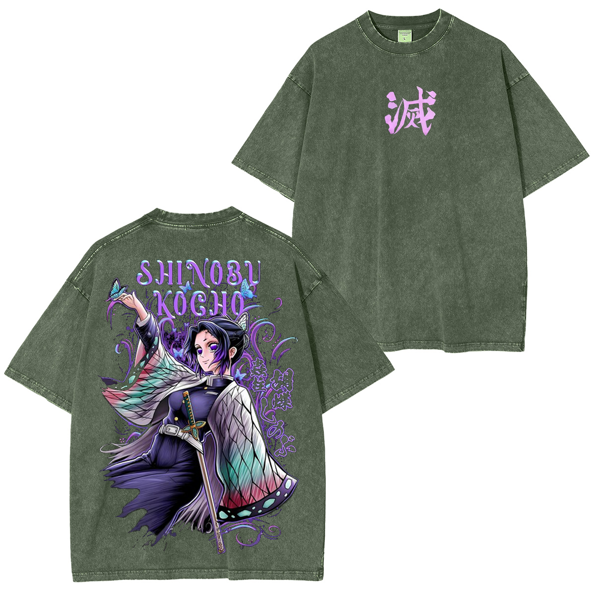 Kochou Shinobu ,KNY Anime Unisex Washed T-Shirt