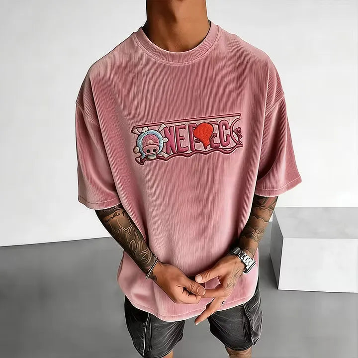 Unisex Anime Inspired Vintage Corduroy T-Shirt