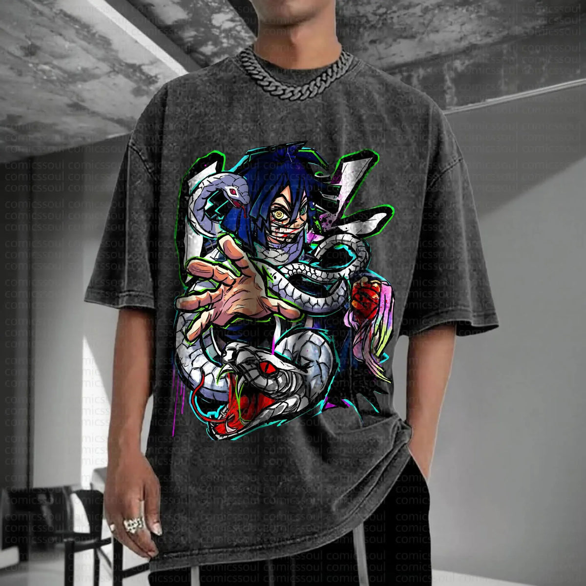 Unisex Anime Inspired Vintage Washed T-Shirt丨Comicssoul