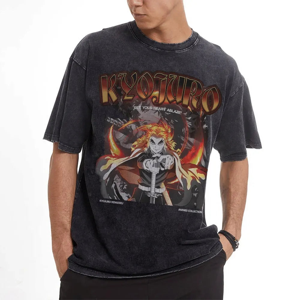 Kyojuro Rengoku Vintage Oversized T-Shirt | KNY