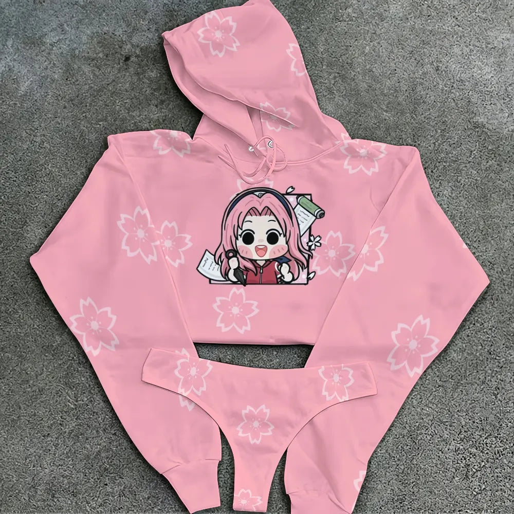 NARUTO Women's Hooded Thicken Suit Set | Anime Graphic
