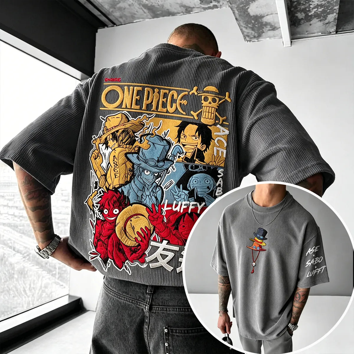 Unisex Anime Inspired Vintage Corduroy T-Shirt