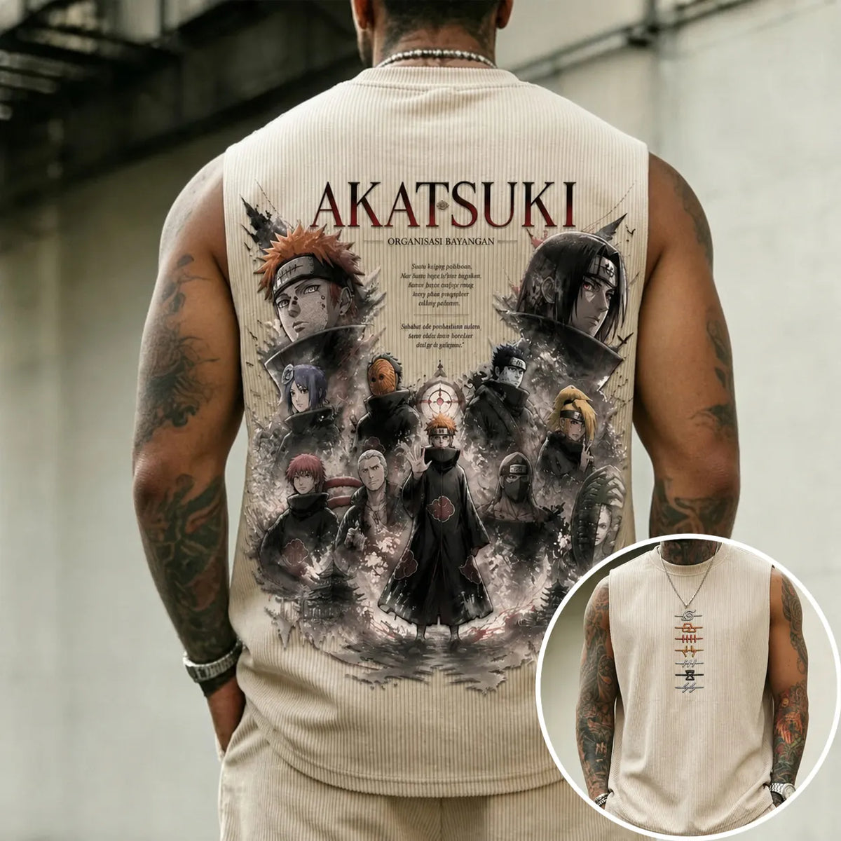 Unisex Anime-Style Retro Corduroy Tank Top