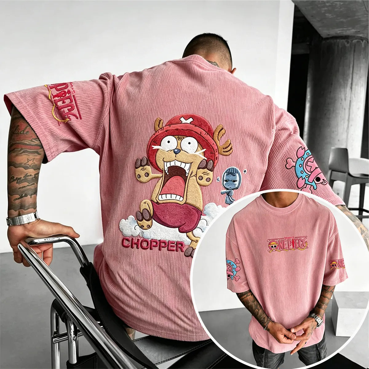 Unisex Anime Inspired Vintage Corduroy T-Shirt