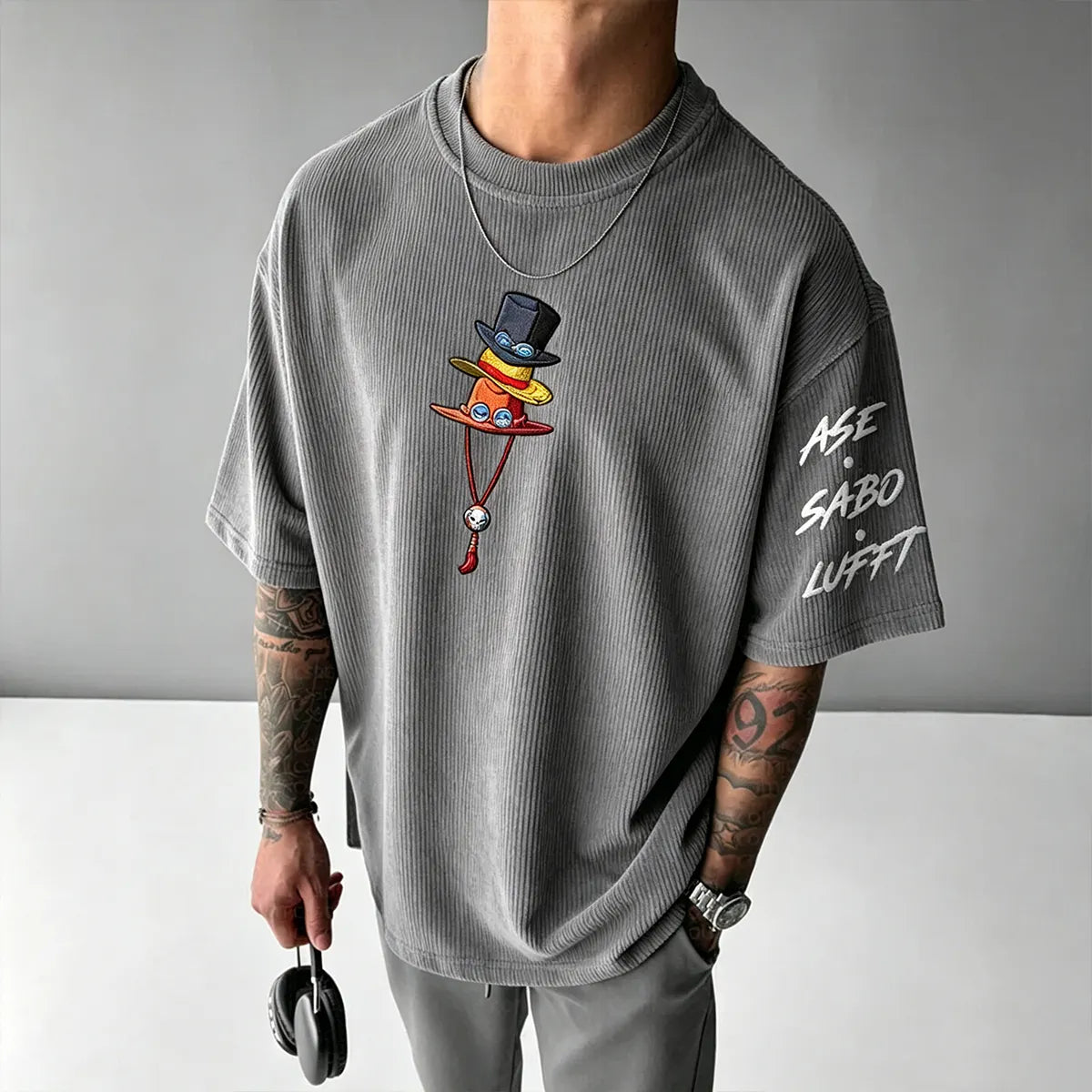 Unisex Anime Inspired Vintage Corduroy T-Shirt