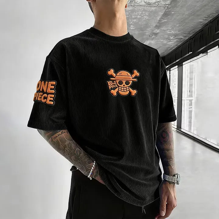 Unisex Anime Inspired Vintage Corduroy T-Shirt