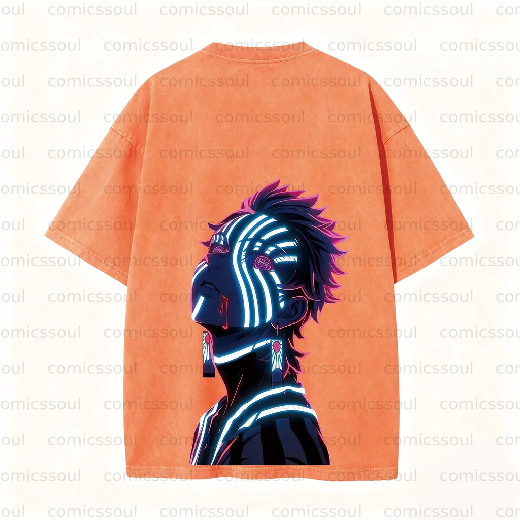 Vintage 3D Direct Inkjet Printed Washed Unisex T-Shirt