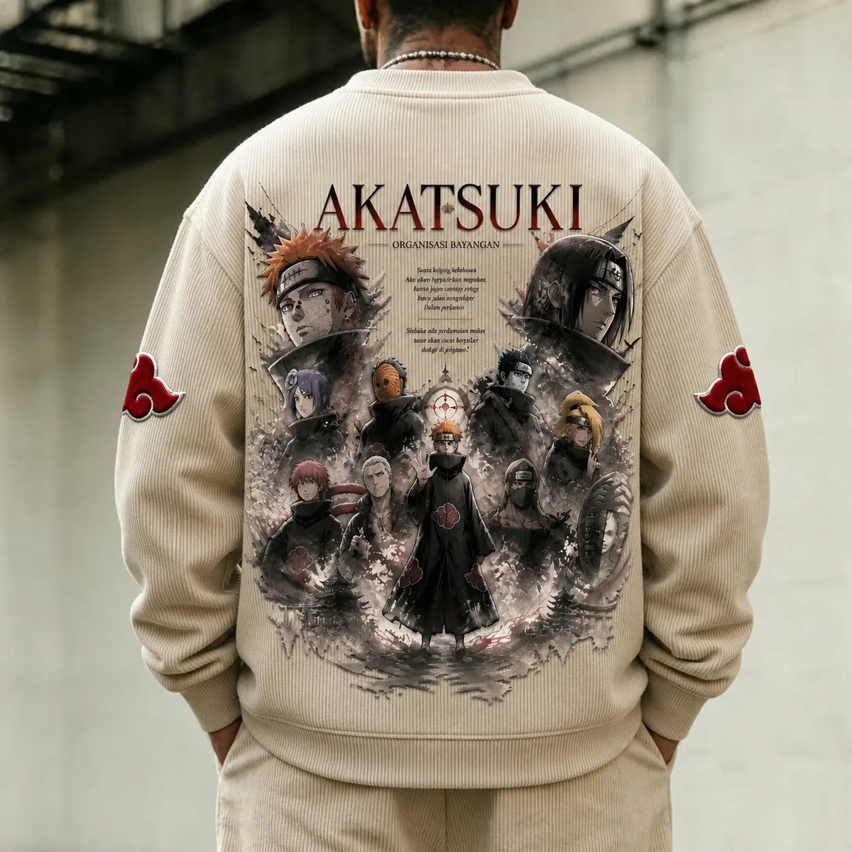 Unisex Retro Corduroy Sweatshirt In Anime Style