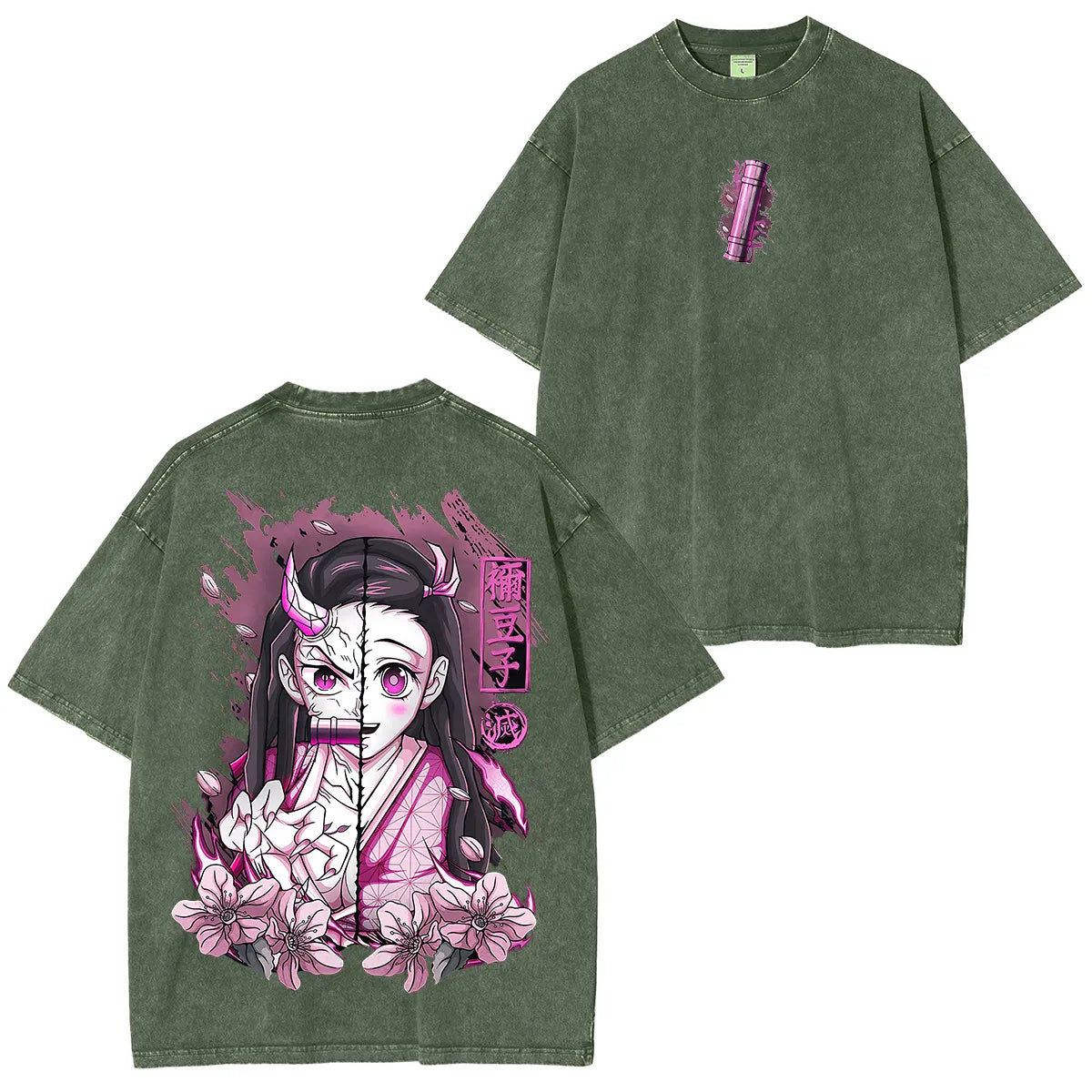 Nezuko Kamado, KNY Anime Unisex Washed T-Shirt