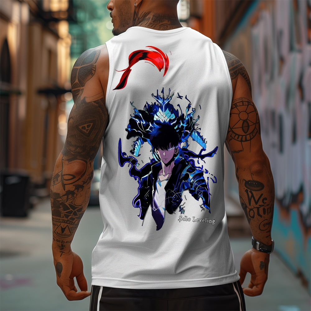 Oversized Anime Print Gym Tank Top