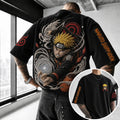 Unisex Anime-Style Retro Corduroy Oversized T-Shirt