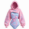 Women's Anime-Print Hooded Romper Set