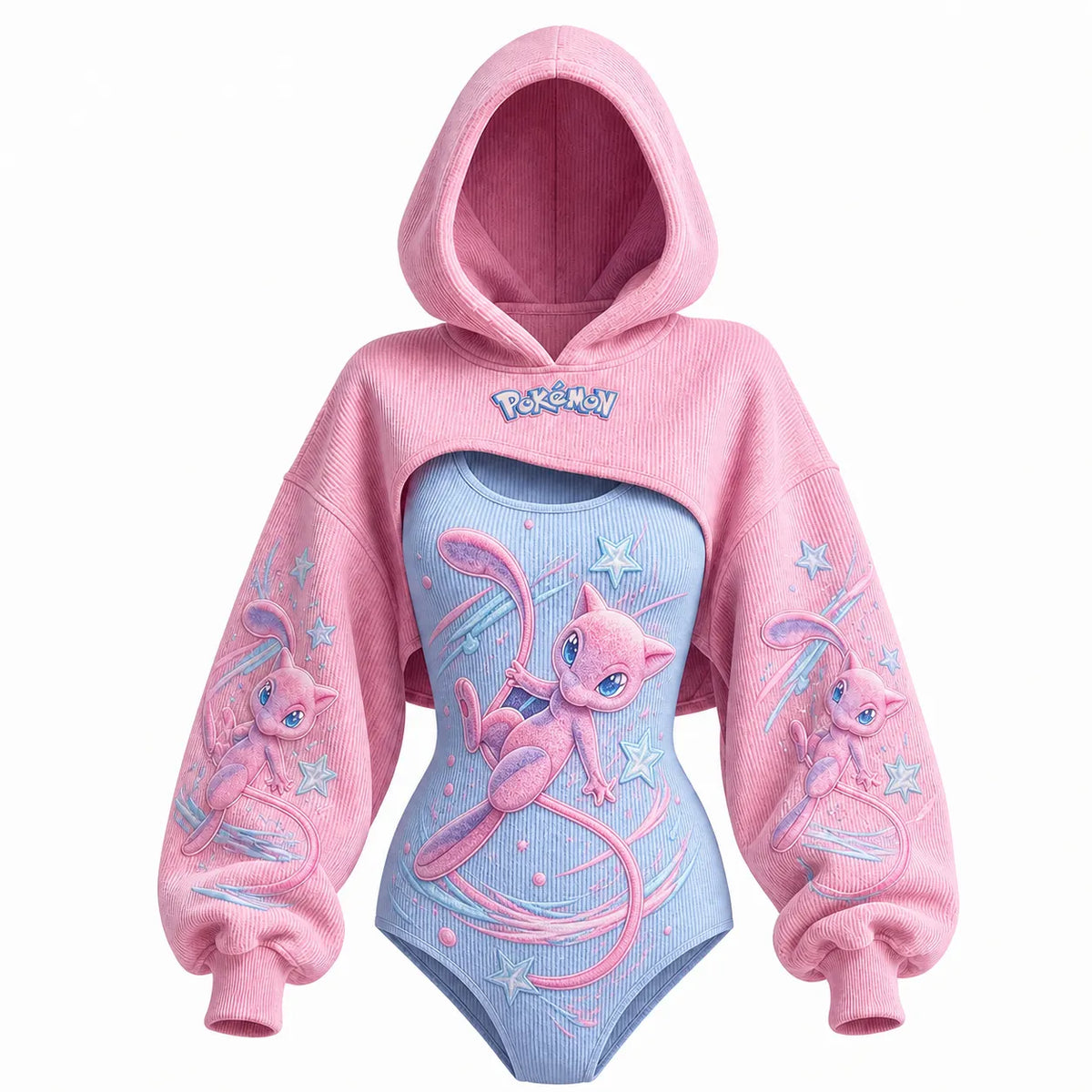 Women's Anime-Print Hooded Romper Set