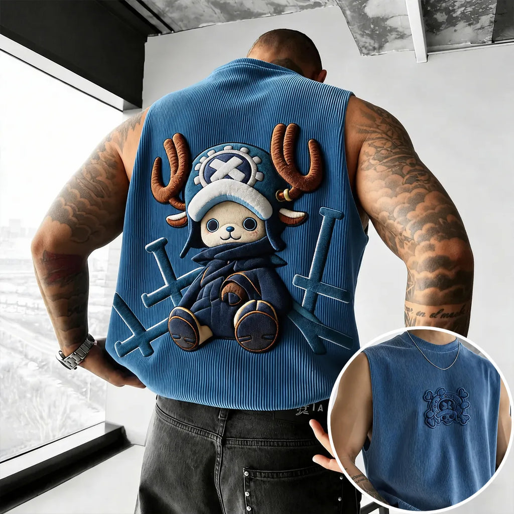 Unisex Anime-Style Retro Corduroy Tank Top