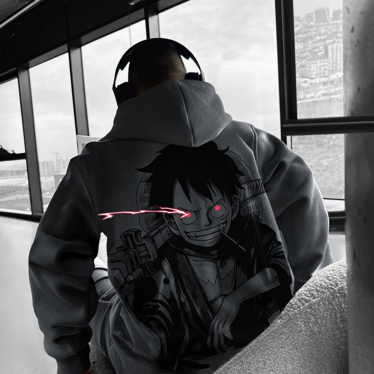 Unisex Oversized Anime Print Hoodie