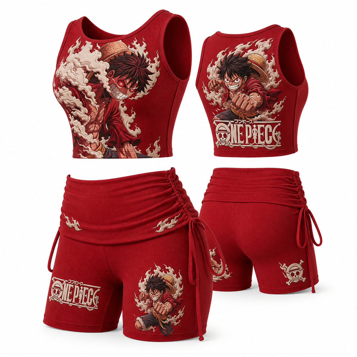Women's Anime-Print Tank Top And Shorts Sports Set