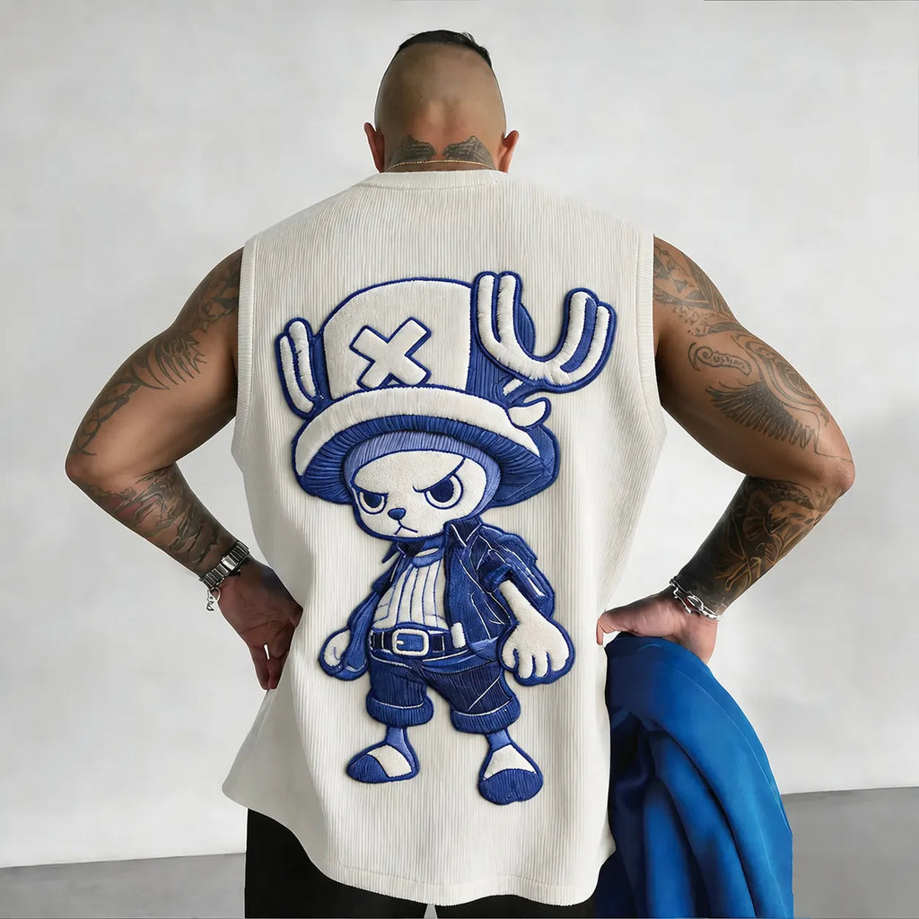 Unisex Anime-Style Retro Corduroy Tank Top