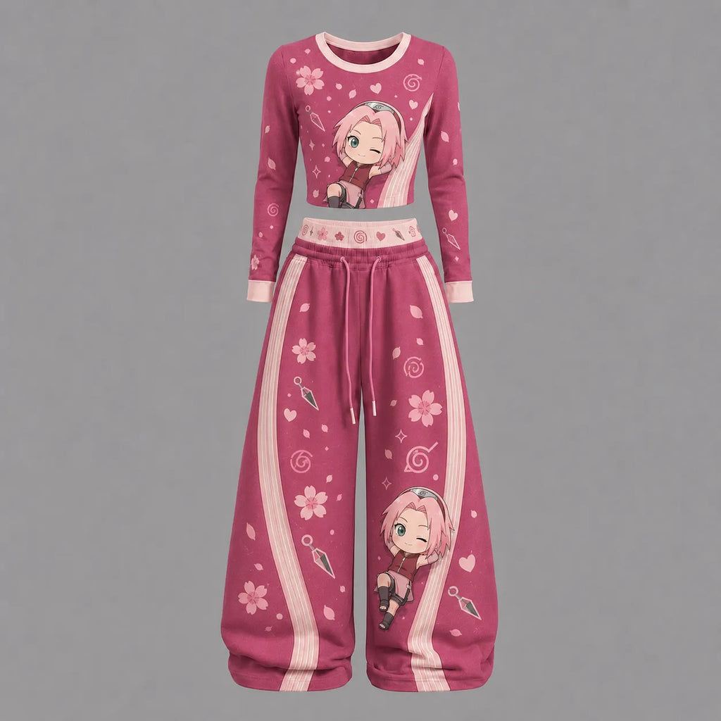 Naruto - Sakura-Long-sleeved double-layer stretch pants set | Anime Graphic