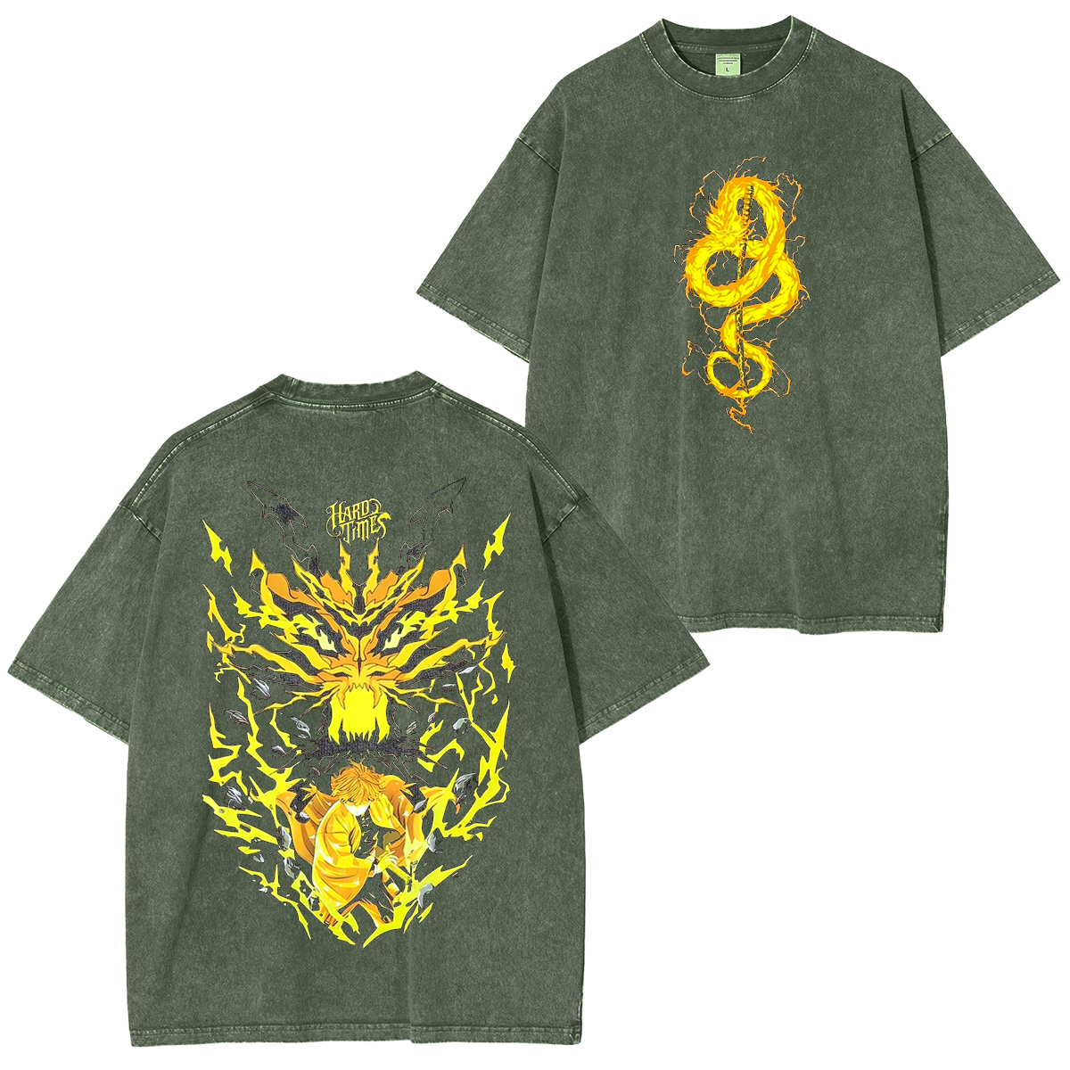 Zenitsu Demons Slayer Retro Edition Vintage Anime Unisex Washed T-Shirt| KNY