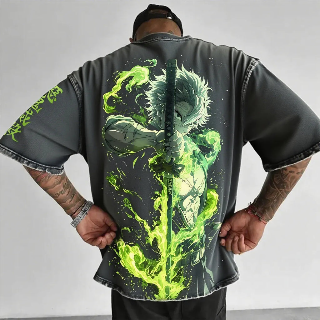 Unisex Anime Inspired Vintage Washed T-Shirt | KNY