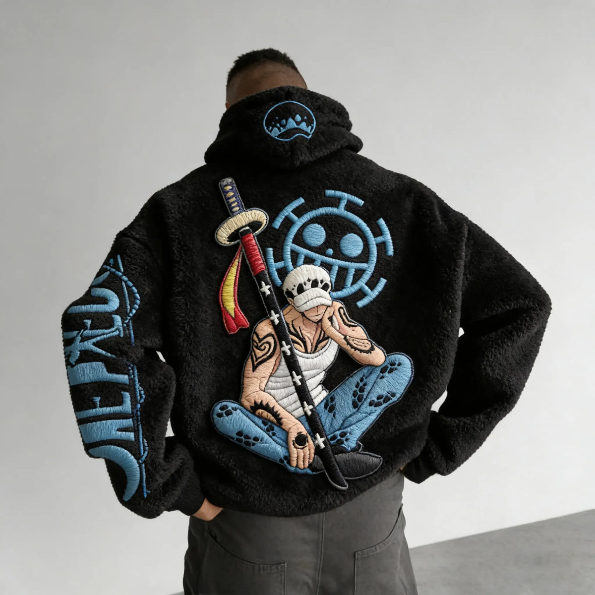 Color-blocked Plush Hoodie