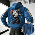 Unisex Retro Corduroy Hoodie With Anime-style Graphics