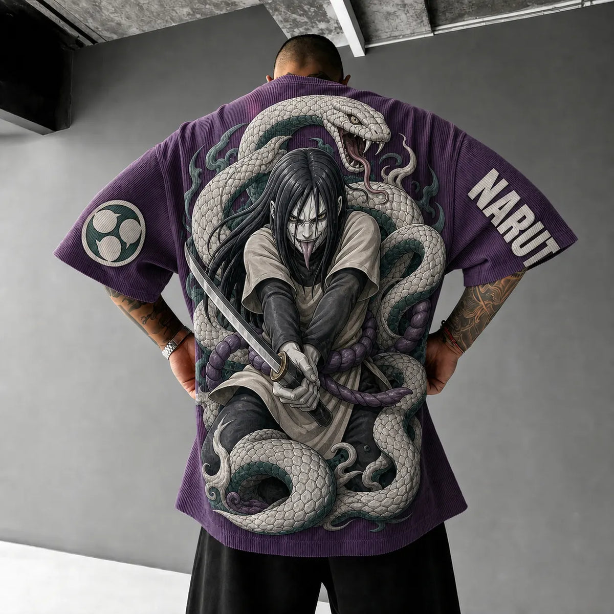 Unisex Anime-Style Retro Corduroy Oversized T-Shirt