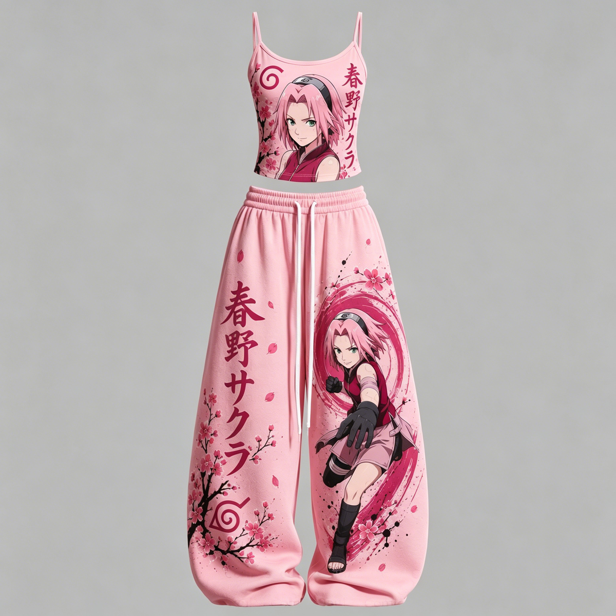 Naruto Top&Elasticated Trousers Two-Piece Set | Anime Graphic