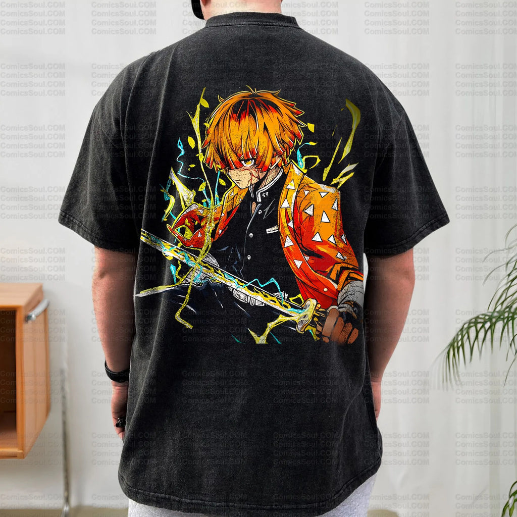 Unisex Anime Inspired Vintage Washed T-Shirt