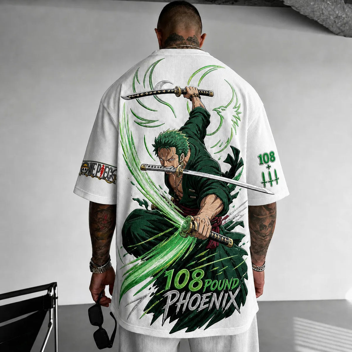 Unisex Short-Sleeve Corduroy T-Shirt With Anime Print