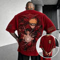 Unisex Anime-Style Retro Corduroy Oversized T-Shirt