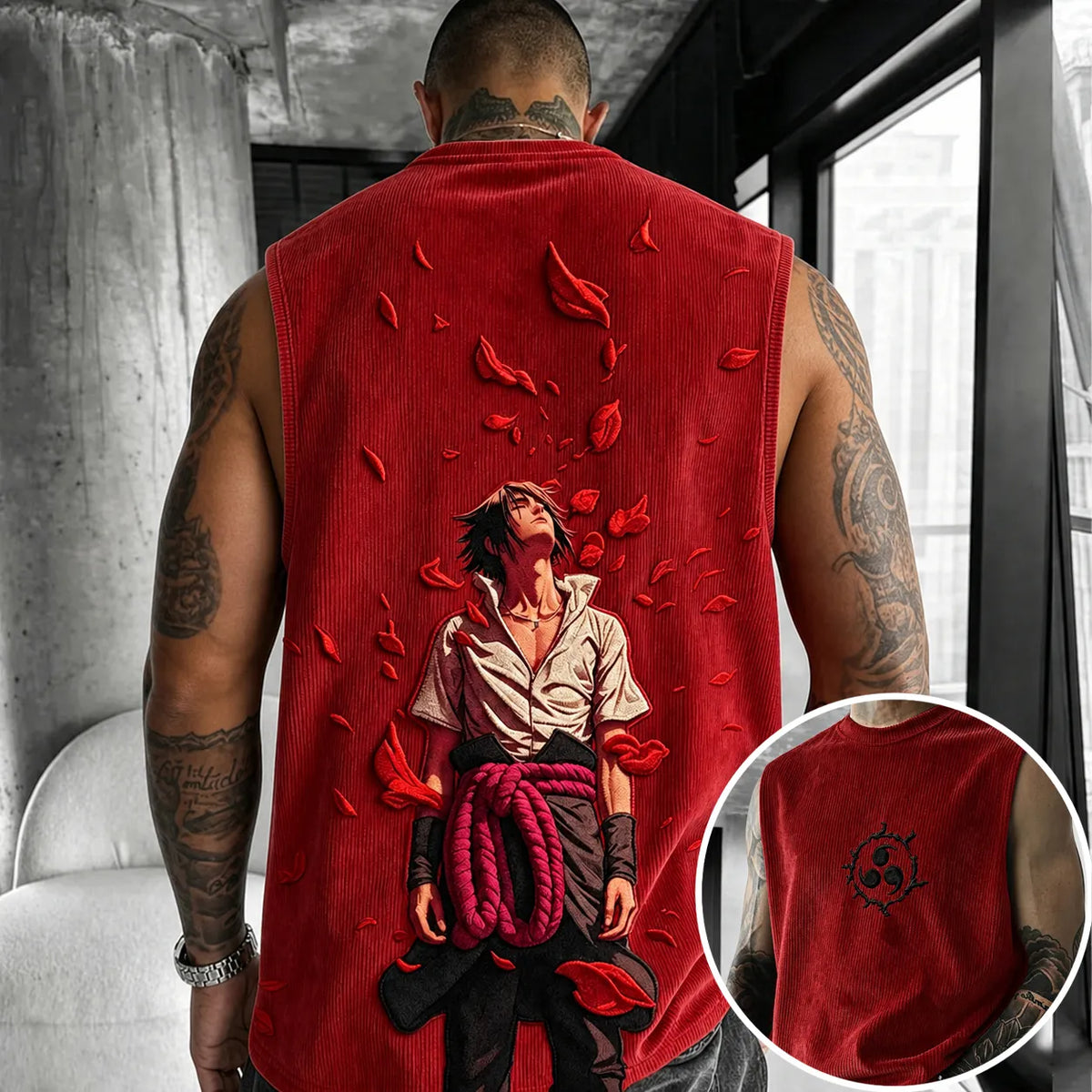 Unisex Anime-Style Retro Corduroy Tank Top