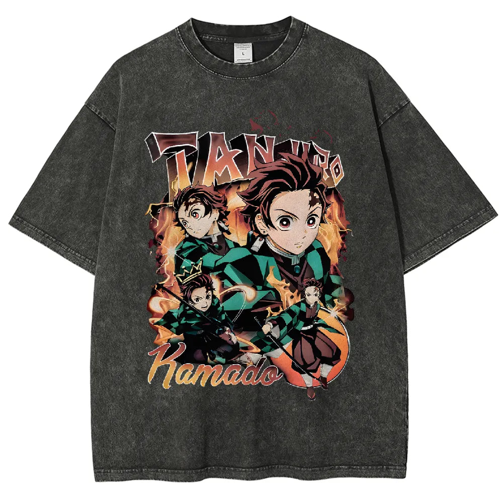 KNY Tanjiro Kamado Print Vintage Washed T-Shirt