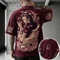 Unisex Anime-Style Retro Corduroy Oversized T-Shirt