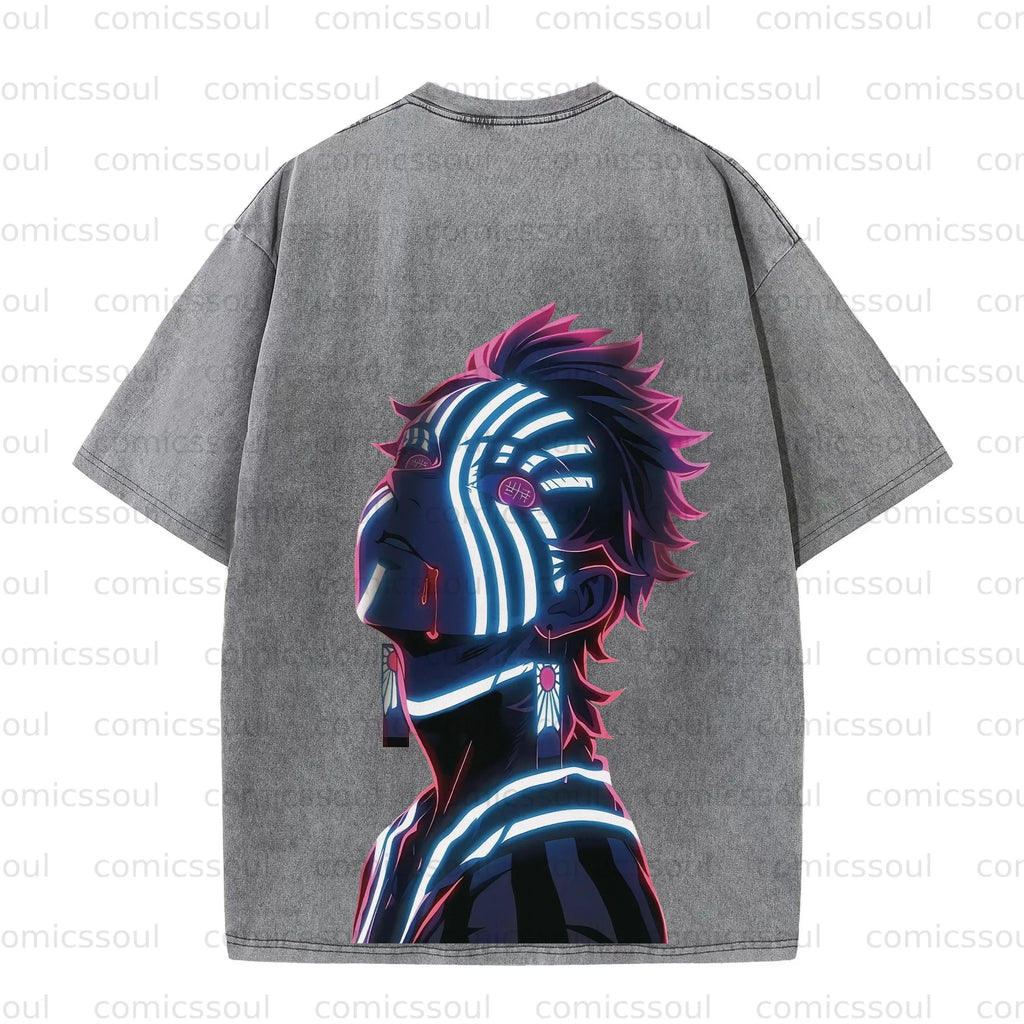 Vintage 3D Direct Inkjet Printed Washed Unisex T-Shirt
