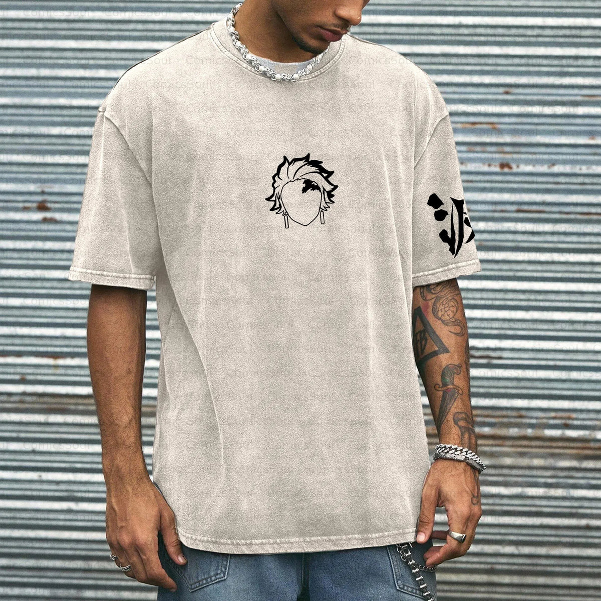 Unisex Anime Inspired Vintage Washed T-shirt