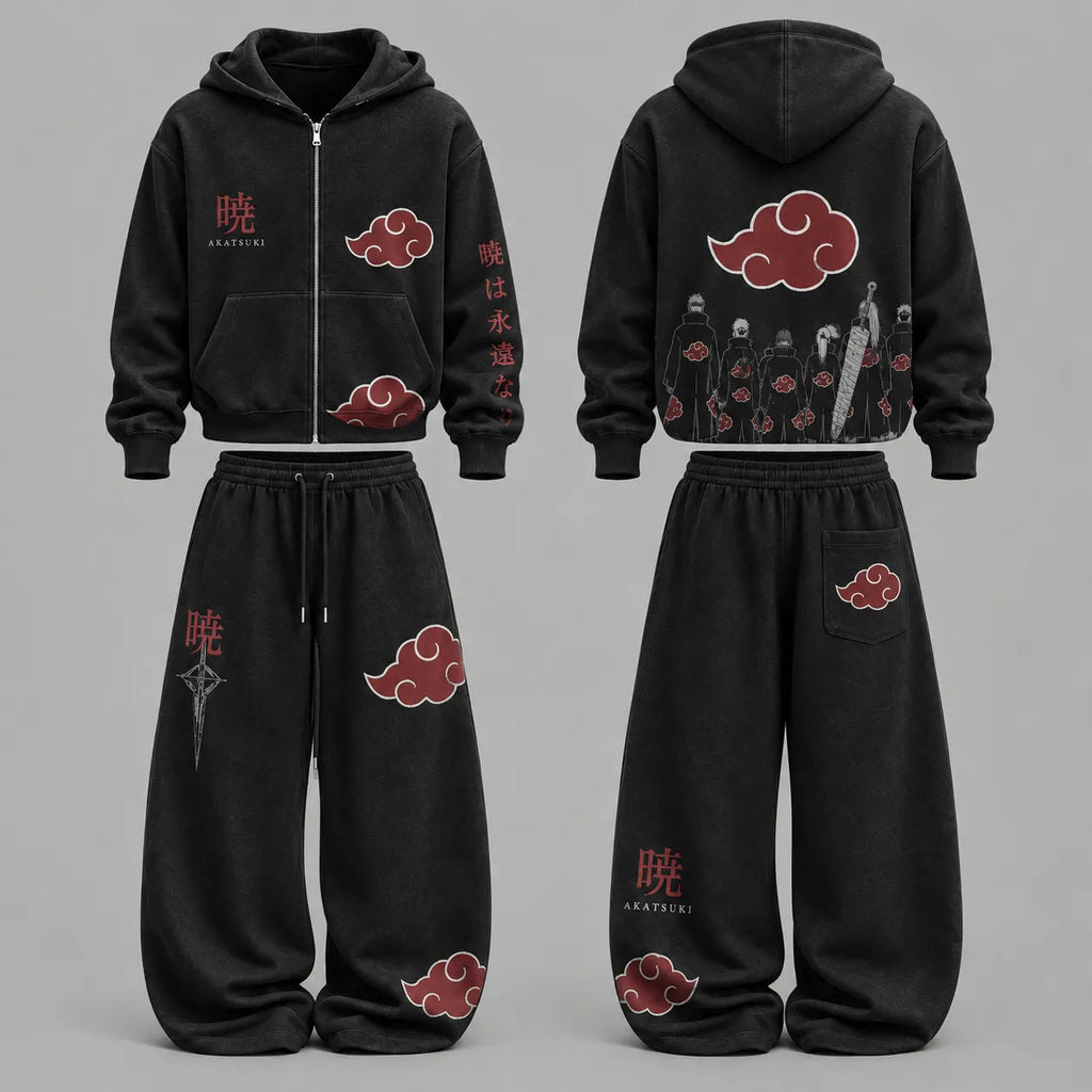 Naruto - Unisex Zip Hoodie & Wide Leg Sweatpants 2-Piece Set | Anime Graphic