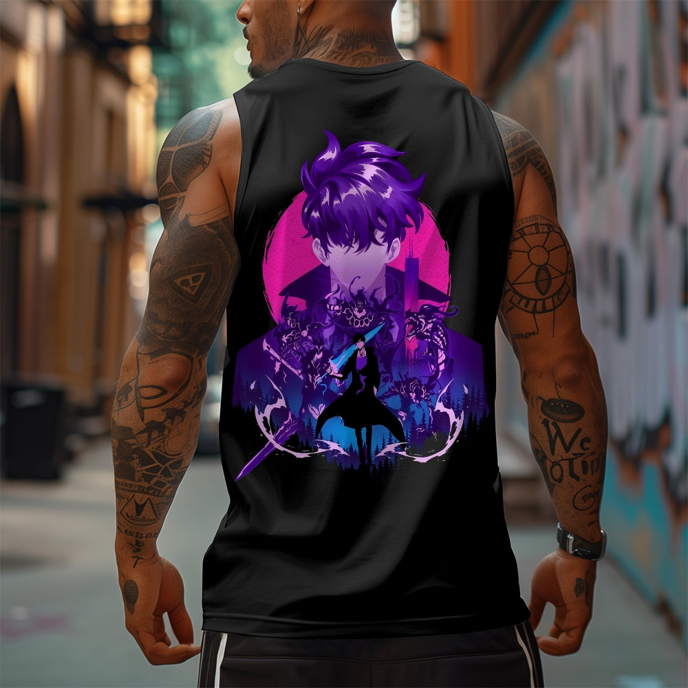 Oversized Anime Print Gym Tank Top