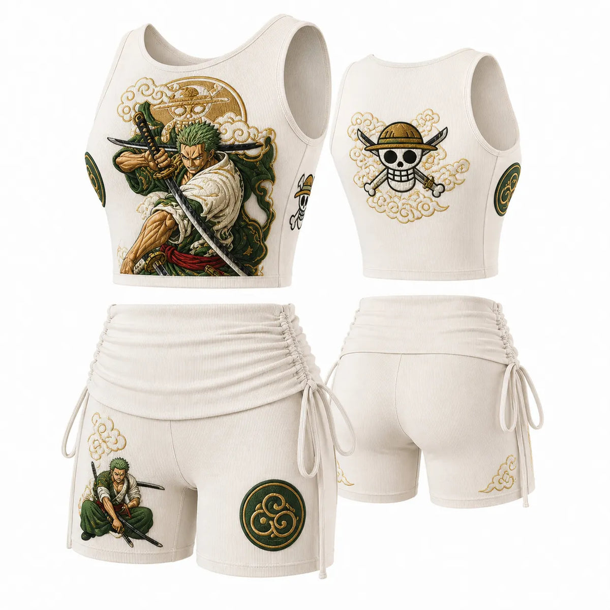 Women's Anime-Print Tank Top And Shorts Sports Set