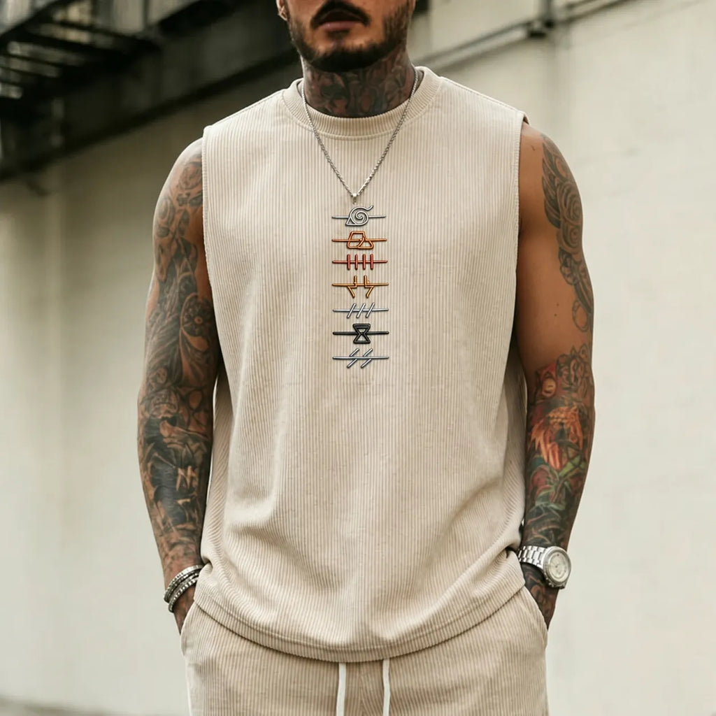 Unisex Anime-Style Retro Corduroy Tank Top