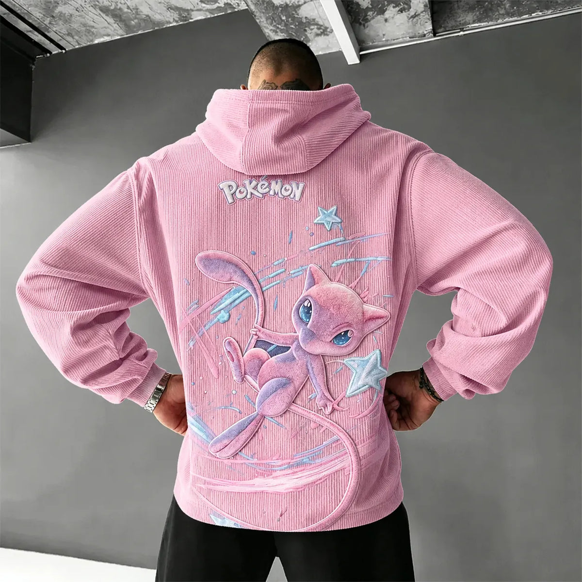 Unisex Retro Corduroy Hoodie With Anime-style Graphics