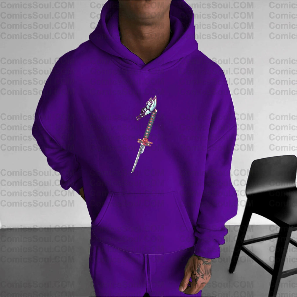 Plus Velvet Unisex Anime Graphic Streetwear Vintage Hoodie