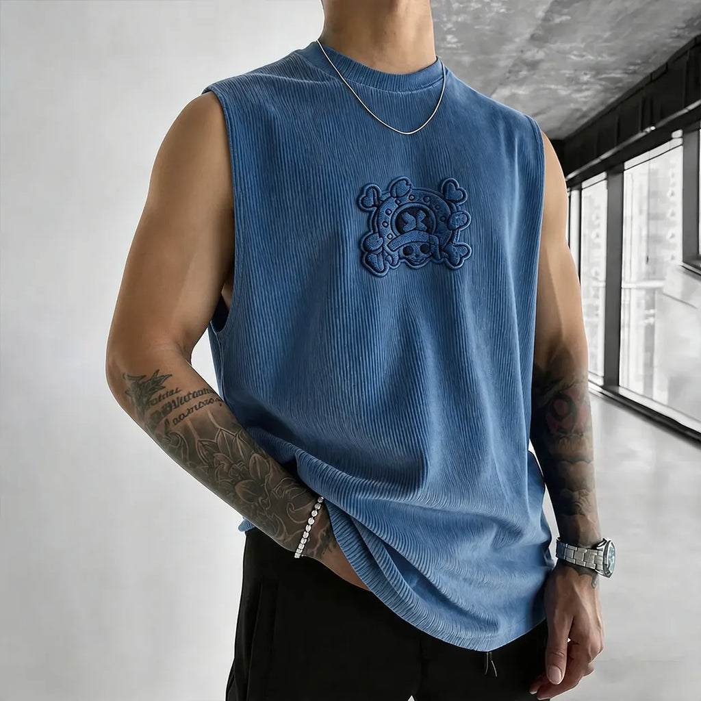 Unisex Anime-Style Retro Corduroy Tank Top