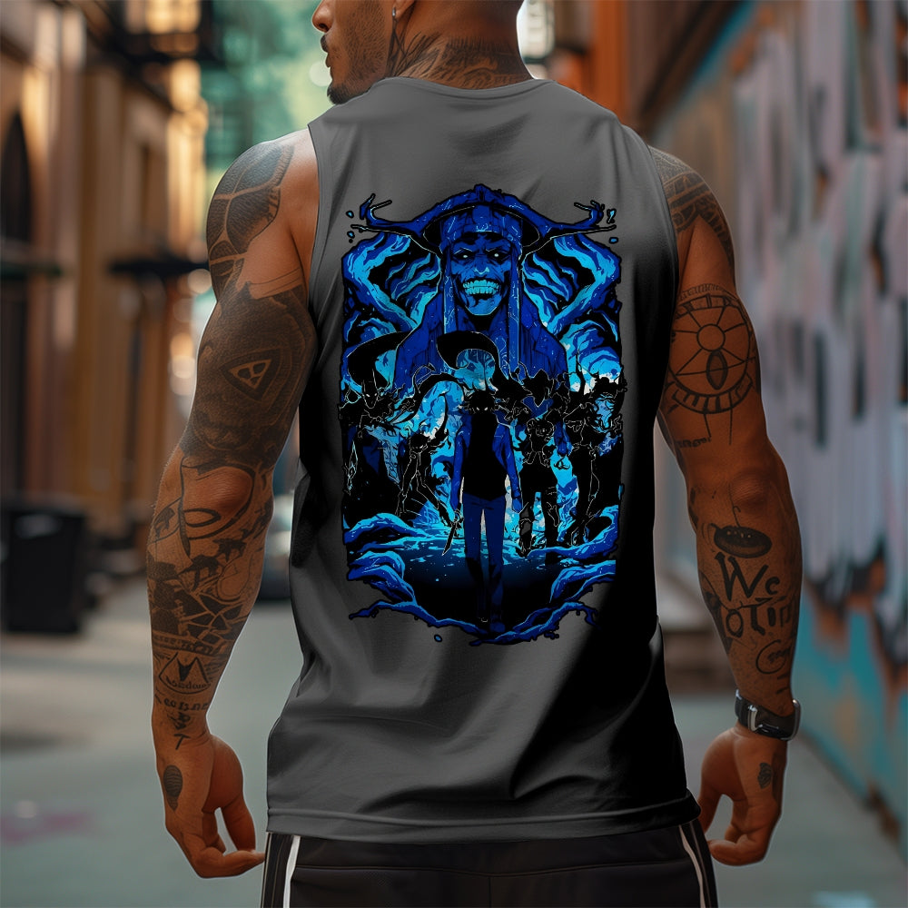 Oversized Anime Print Gym Tank Top