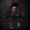 Naruto- Unisex Distressed Hoodie and Shorts Set | Anime Graphic