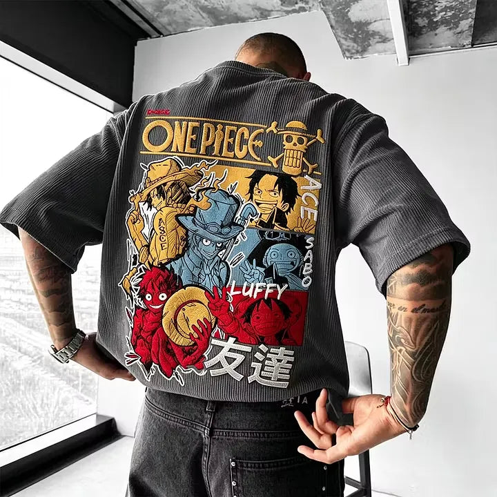 Anime Vintage Waffle Knit T-Shirt