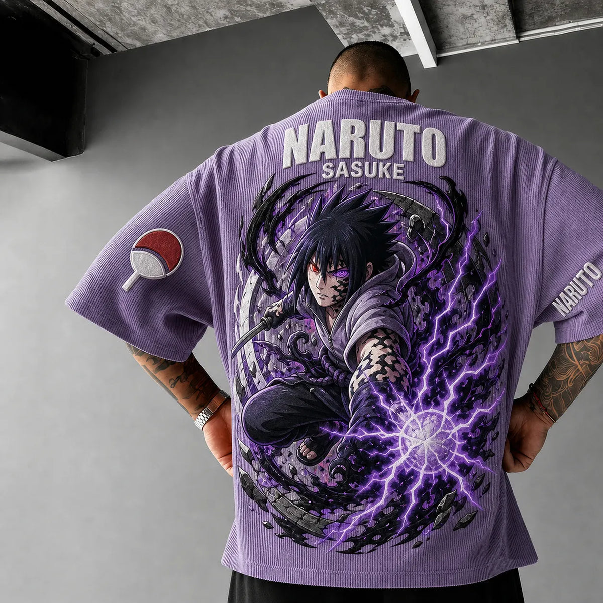 Unisex Anime-Style Retro Corduroy Oversized T-Shirt